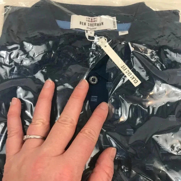 Ben Sherman Micro Geo Print Jersey Polo Lake Blue - Picture 5 of 8